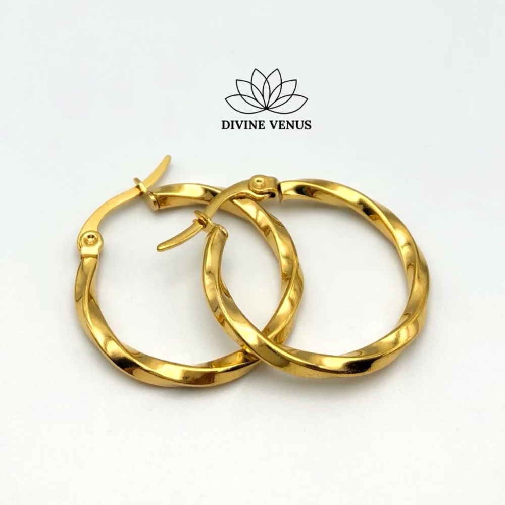 Twisted Hoop Earrings • 304 Gold Plated Stainless Steel